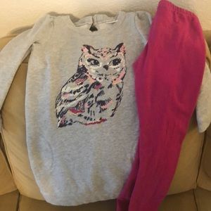 Gymboree size 7 owl sweatshirt set